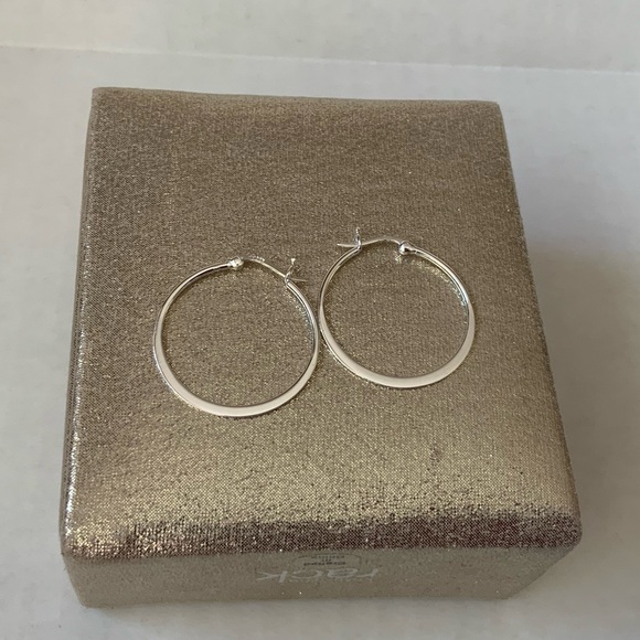 Argento Vivo Sterling Silver Large Flat Hoop Earrings - Picture 7 of 10